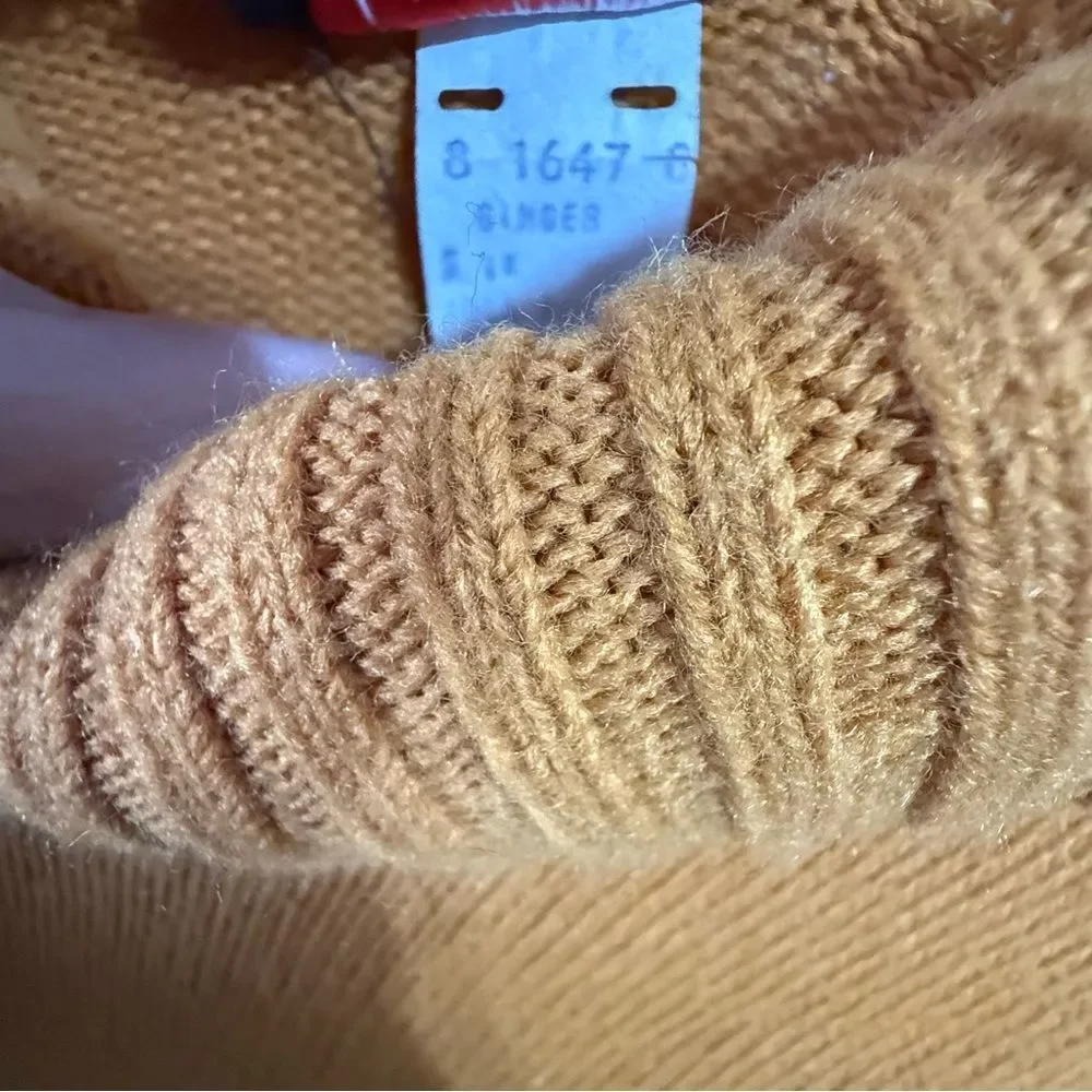 Chunky Knit Brown Turtleneck Sweater Dress‎